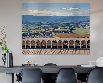 Der Kreuzgang und die Landschaft von Assisi