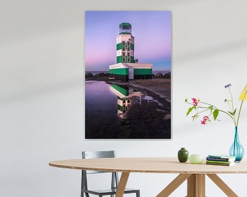 Light beacon on the Zuidpier in IJmuiden after sunset by Martijn Schruijer