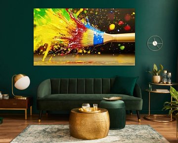 Brush with paint splashes by Frank Heinz
