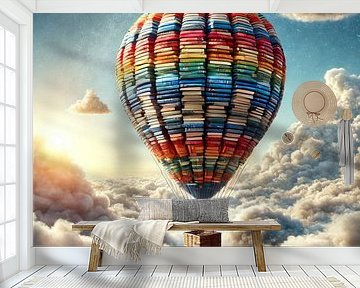 Hot air balloon made from books by Eric Nagel