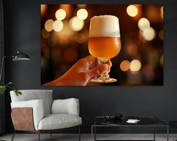 Serveerders bierglas met schuimkroon van Poster Art Shop