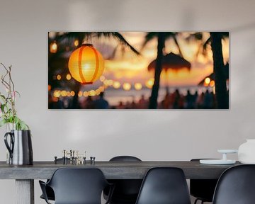 Hängende Laterne bei Sonnenuntergang von Poster Art Shop