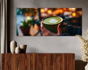 Koffiekop met hartvormig schuim van Poster Art Shop