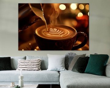 Creatieve latte art met stoomontwerp van Poster Art Shop