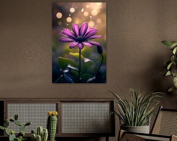 Paarse bloesem in een zacht lichtspel van Poster Art Shop