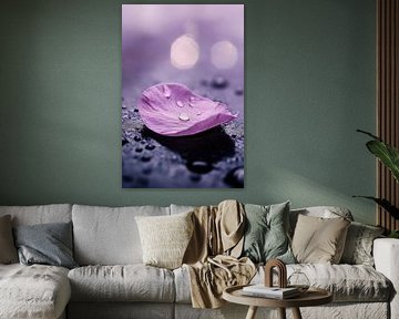 Wet petal on a smooth surface by Poster Art Shop