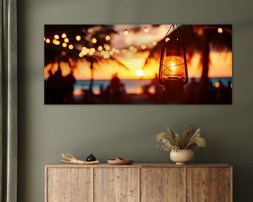 Romantisch kampvuur op het strand