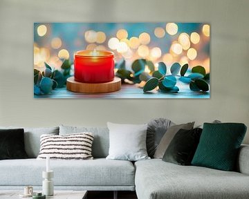 Rote Kerze mit Lichterschein von Poster Art Shop