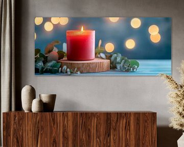 Rote Kerze mit warmem Licht ambiente von Poster Art Shop