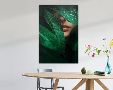 Mysterieus uitzicht achter bladeren van Poster Art Shop