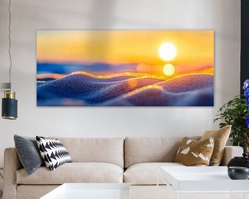 Coucher de soleil sur des vagues douces sur Poster Art Shop