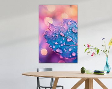 Tropfnasses Blatt mit Lichtreflexen von Poster Art Shop