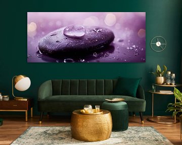 Gouttes d'eau sur pierre lisse sur Poster Art Shop