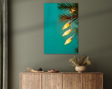 Kerstverlichting op de kerstboom van Poster Art Shop