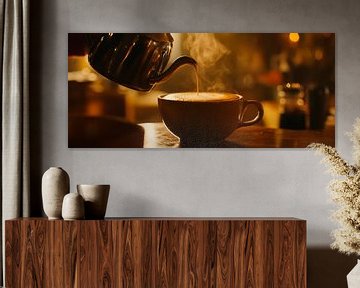 Dampende koffie in een gezellige sfeer van Poster Art Shop