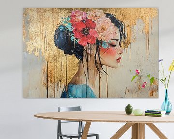Woman with flowers and gold by Imperial Art House