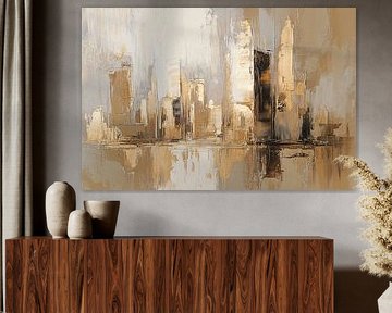 Gouden abstracte stadsskyline schilderij van Imperial Art House