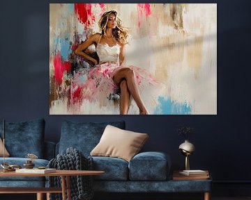 Elegante Frau in abstrakter Malerei von Imperial Art House