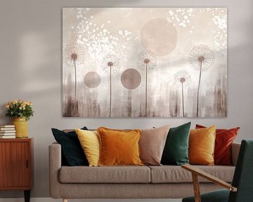Peinture minimaliste avec pissenlits