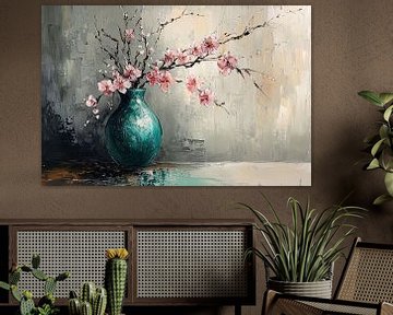 Bloesem in turquoise vaas van Imperial Art House