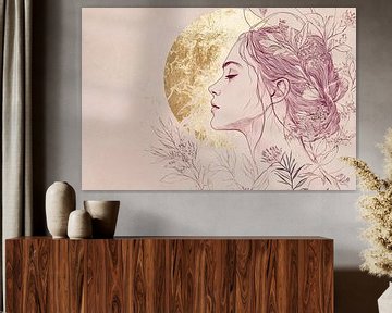 Portret vrouw met gouden details van Imperial Art House