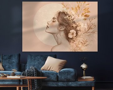 Vrouw met bloemen en bladgoud van Imperial Art House