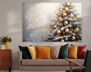 Gouden kerstboom met sneeuwdecor van Imperial Art House