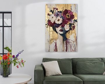 Vrouwelijk portret met bloemen van Imperial Art House