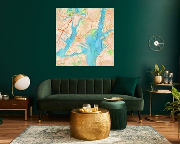 Kaart New York in waterverf van Creatieve Kaarten