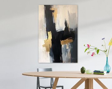 Abstract schilderij zwart goud van Imperial Art House