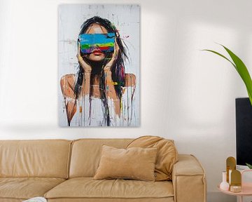 Portrait abstrait aux couleurs vives