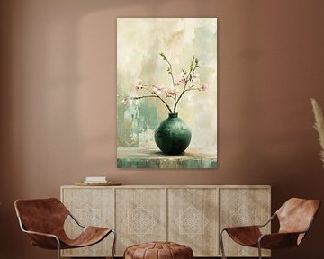 Green vase with blossom by Imperial Art House