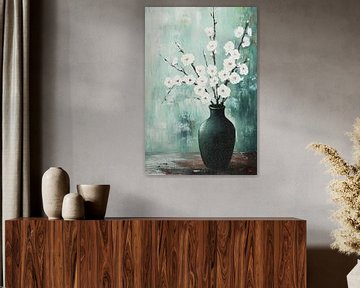 Bloesemtakken in groene vaas van Imperial Art House