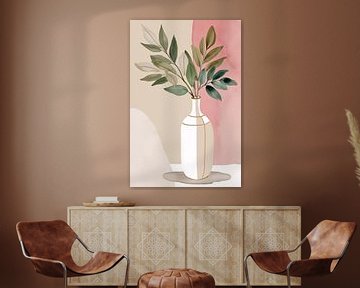 Bladeren in vaas kunstprint van Imperial Art House