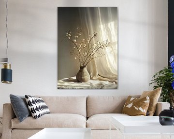 Beige vaas met gedroogde bloemen van Kaiori Oldenburg