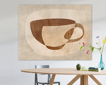 Minimalistisch Koffiekop Schilderij | Creamy Coffee Silhouette van Modern Collection