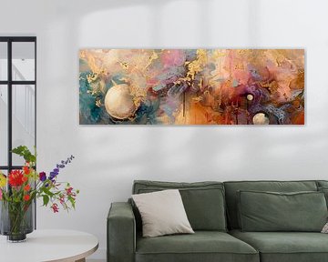Abstract Schilderij | Golden Whispers van Kunst Kriebels