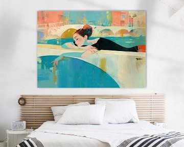 Sleepy City Waves van Blikvanger Schilderijen