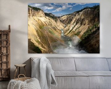Lower Falls rainbow, Yellowstone National Park, USA by Jeroen van Deel