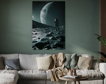 Astronaut op de maan bij nacht van Poster Art Shop