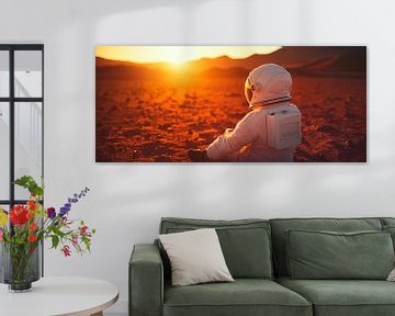 Astronaut bij zonsondergang op Mars van Poster Art Shop