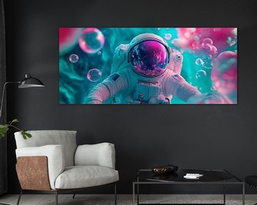 Astronaut in een kleurrijk bubbeluniversum van Poster Art Shop