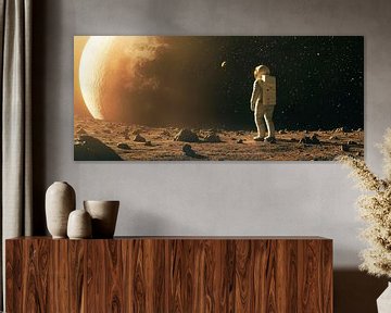 Astronaut verkent buitenaardse planeet van Poster Art Shop