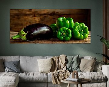Aubergine et poivron vert sur Poster Art Shop