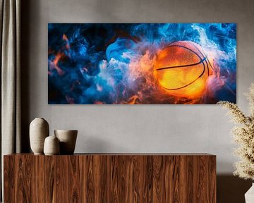 Basketball in mystical fog by Poster Art Shop