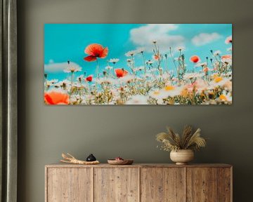 Bloeiende weide in het zonlicht van Poster Art Shop