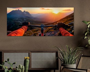 Vue sur le coucher de soleil en faisant du vélo sur Poster Art Shop