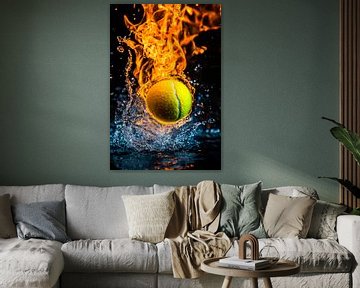 Burning tennis ball action shot by Poster Art Shop
