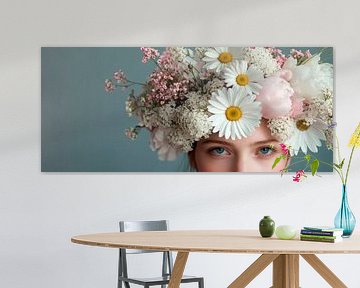 Floral wreath and dreamy eyes by Poster Art Shop