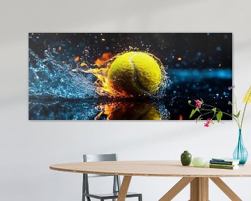 Burning tennis ball in splash water by Poster Art Shop